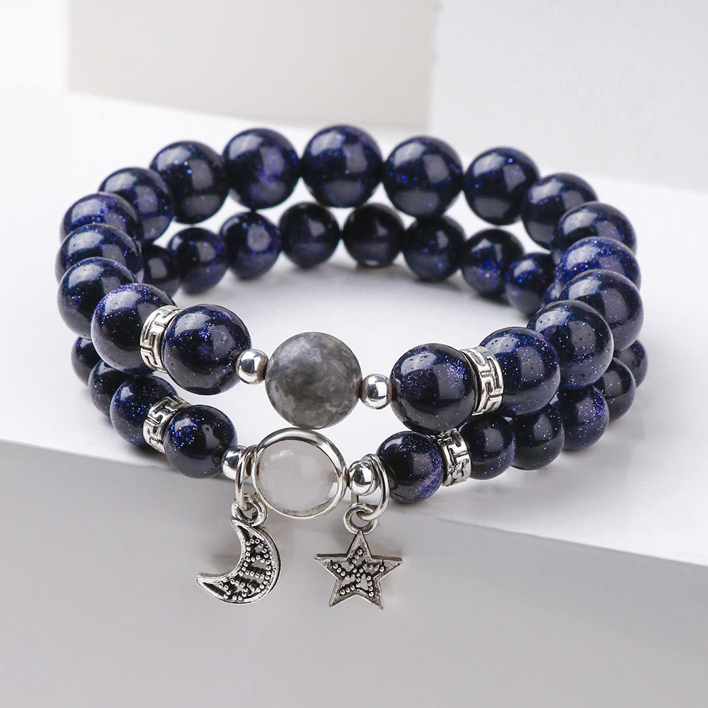 Olivenorma Opal Chakra Moon And Star Beaded Bracelet