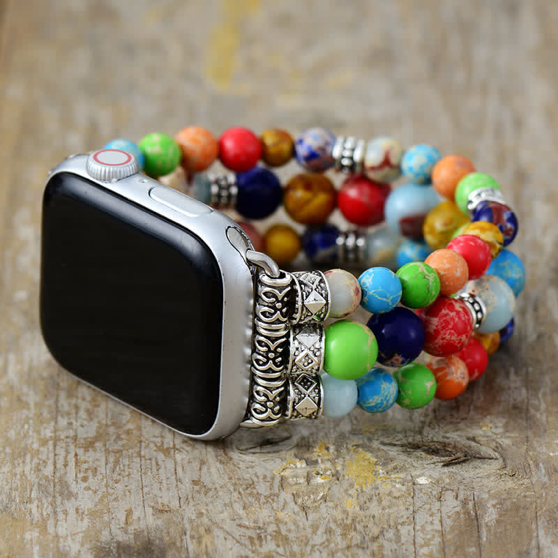 Olivenorma Blue Emperor Stone Apple Watch Strap Wrap Bracelet main image 1