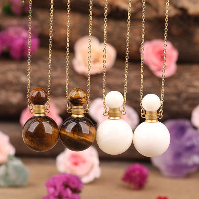 Olivenorma Round Stone Perfume Bottle Pendant Pendants Necklace