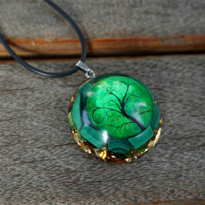 Olivenorma Natural Malachite Tree Of Life Necklace