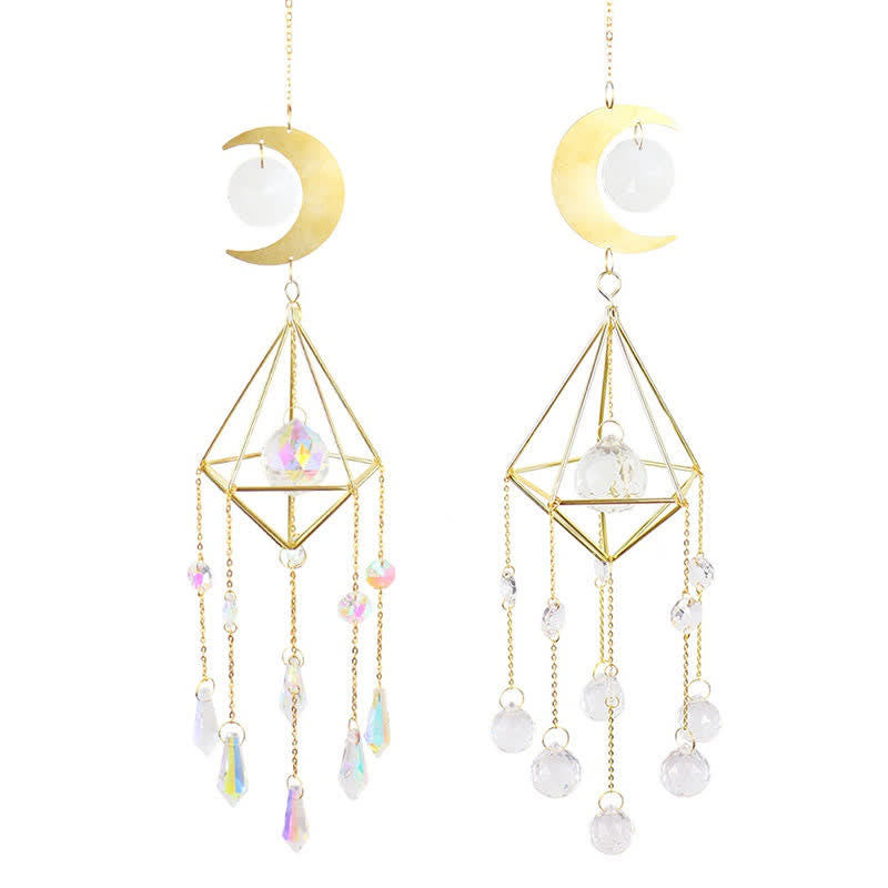 Clear Crystal Suncatcher Moon Wind Chime