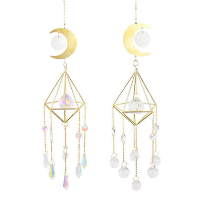 Clear Crystal Suncatcher Moon Wind Chime