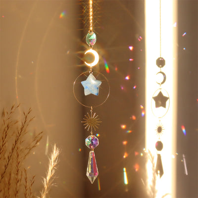 Olivenorma Crystal Suncatcher Star Moon Pendant Wind Chime