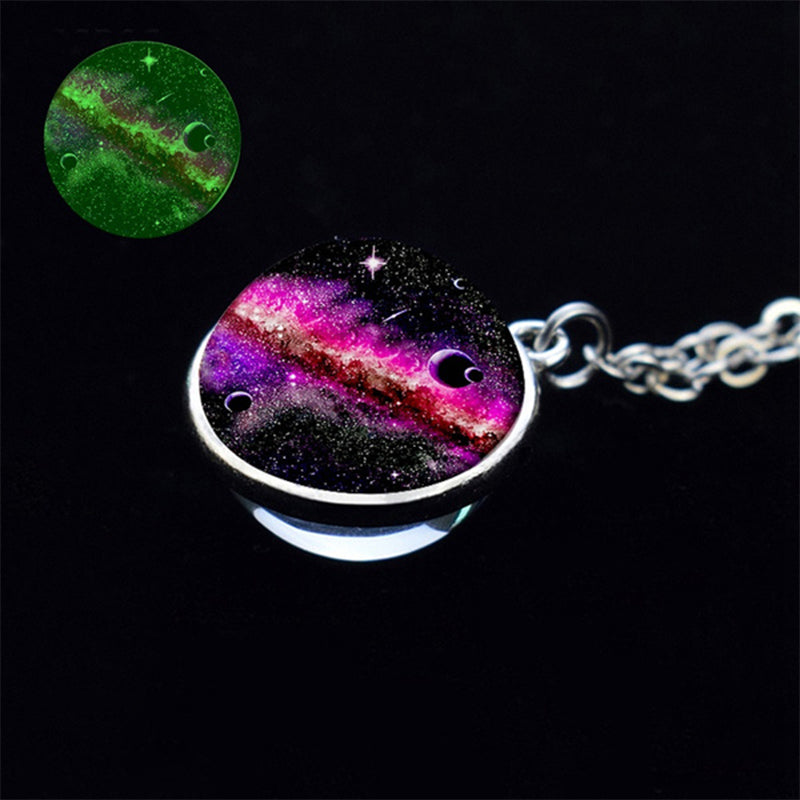 Olivenorma Glow In The Dark Galaxy Glass Necklace