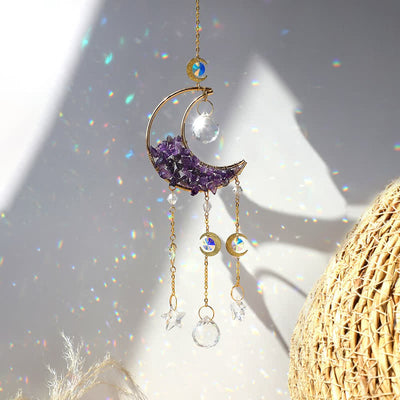 Olivenorma Moon Crystal Hourglass Wind Chime Suncatcher