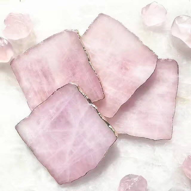 Olivenorma Rose Quartz Coaster Gemstone Decoration