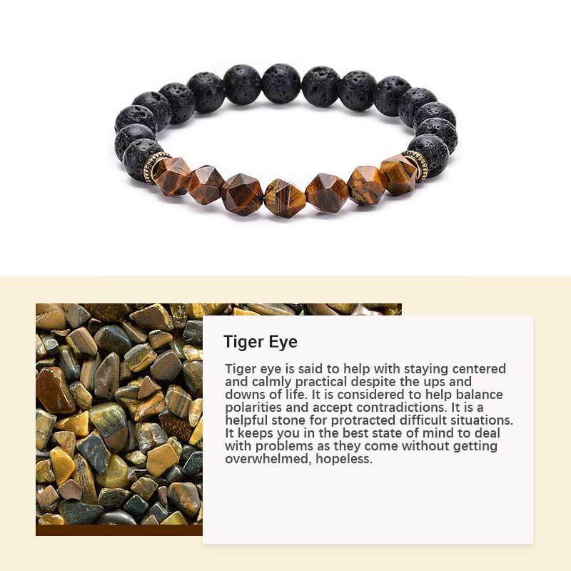 Tiger Eye With Lava Stone Protection Bracelet