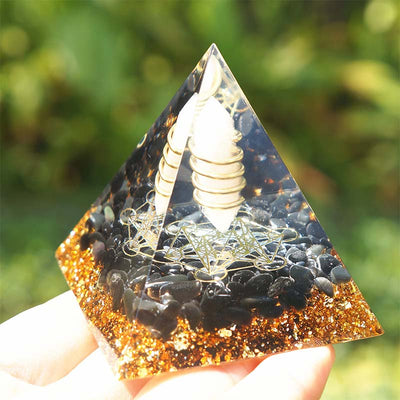 Olivenorma Rose Quartz With Obsidian Orgone Pyramid