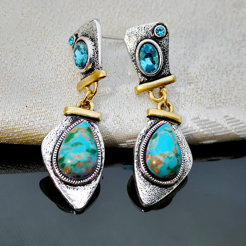 Olivenorma Emperor Stone Blue Topaz Silver Earrings