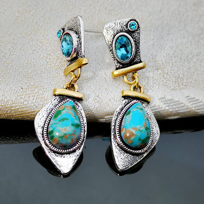 Olivenorma Emperor Stone Blue Topaz Silver Earrings