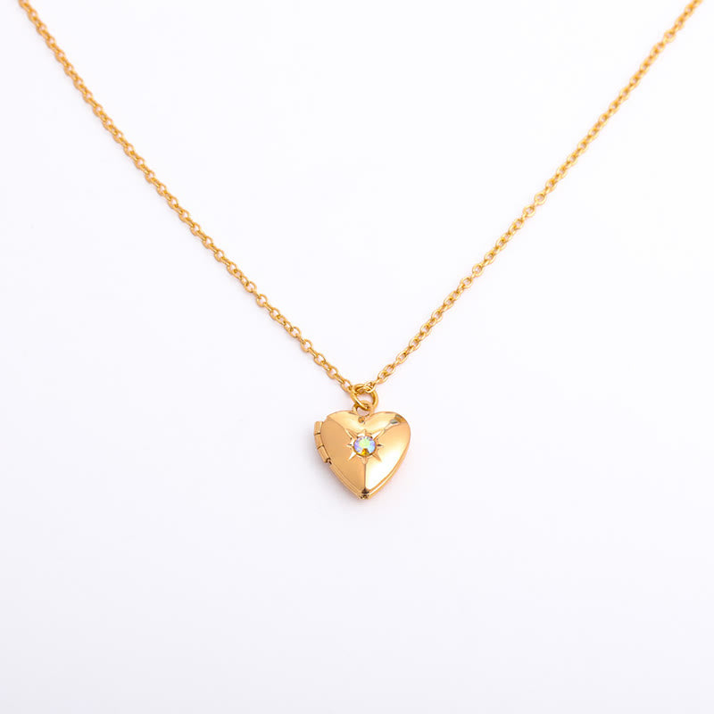 Olivenorma "Shine in My Heart"-Birthstone Heart Album Necklace