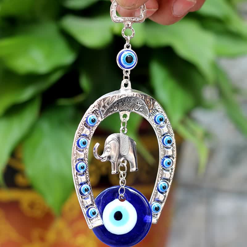 Olivenorma Blue Evil Eye & Elephant & Horseshoe Wall Decor