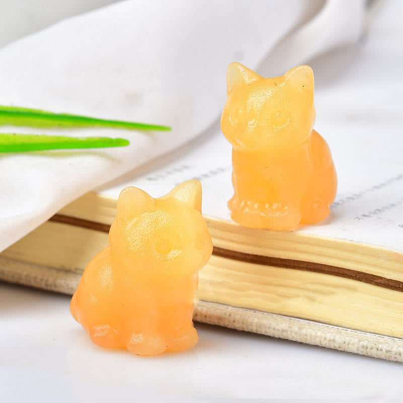Olivenorma Crystal Kitten Stone Carving Crafts Gemstone Decoration - Yellow Aventurine - image 3