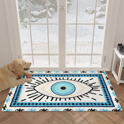 Olivenorma Blue Evil Eye Antibacterial Washable Rugs Carpet