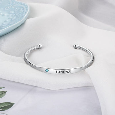 Olivenorma Custom Personalised Bangle Engraving Birthstone Bracelet