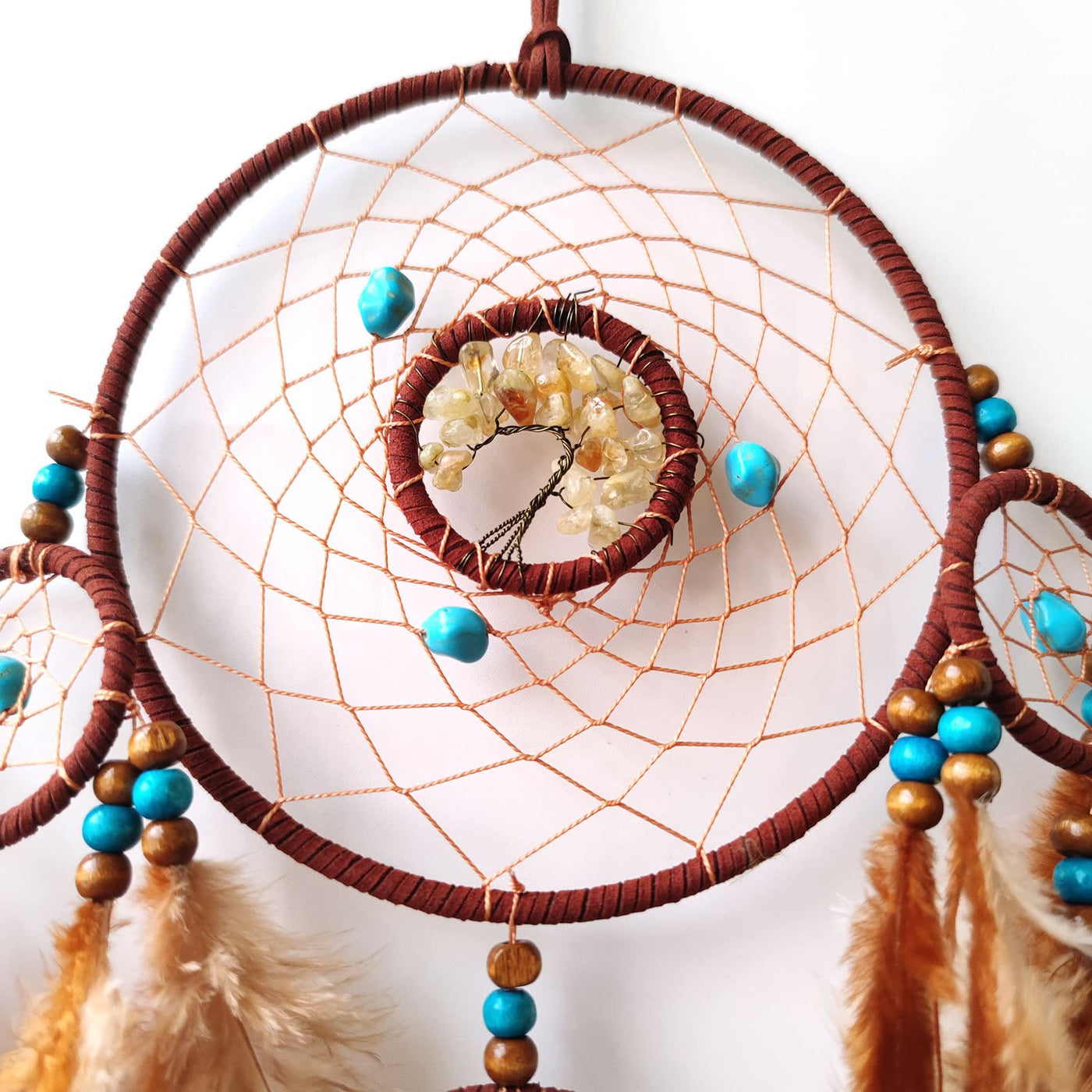 Olivenorma Citrine Turquoise Tree Of Life Feather Dream Catcher