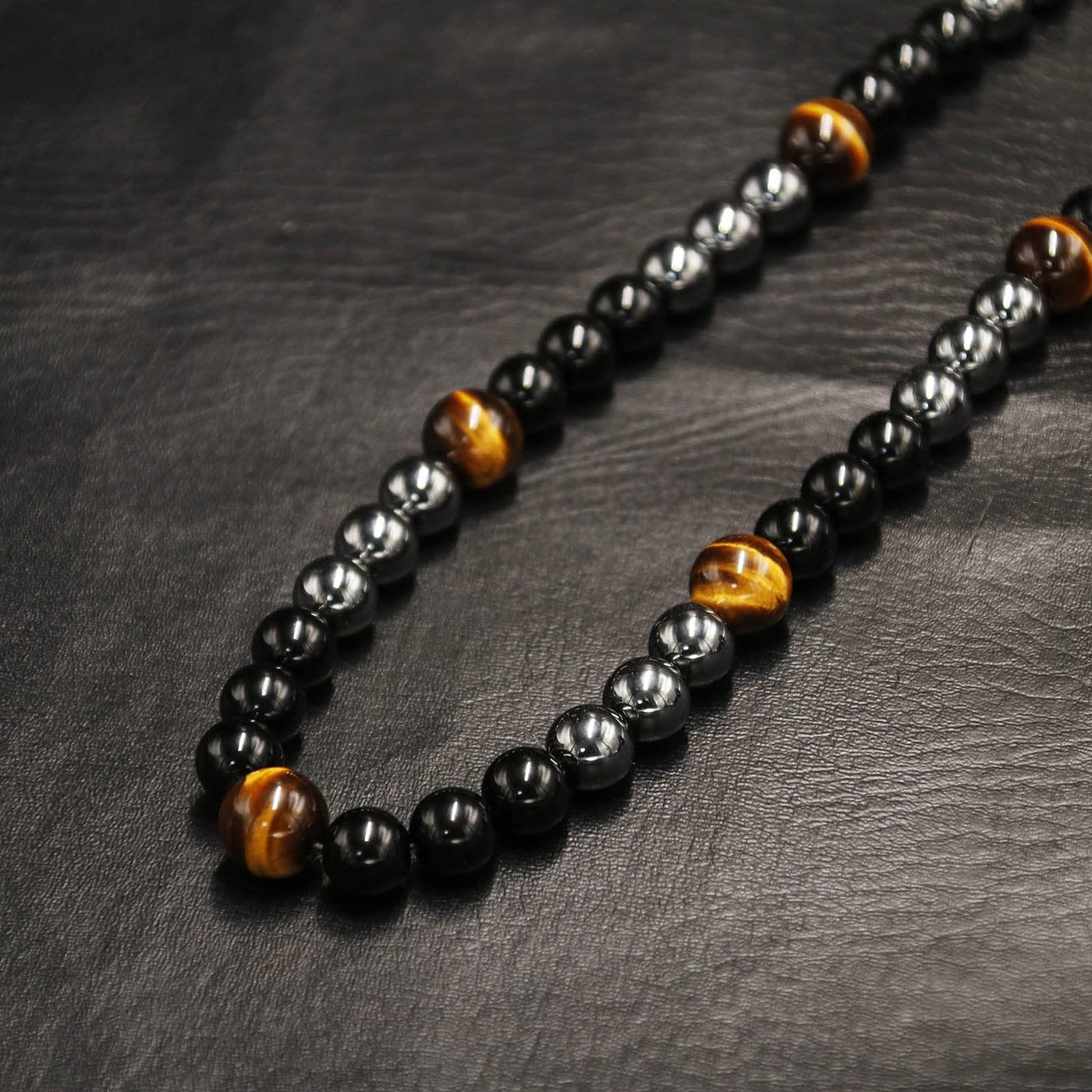 Olivenorma Healing Crystal Obsidian Tiger Eye Hematite Beads Necklace