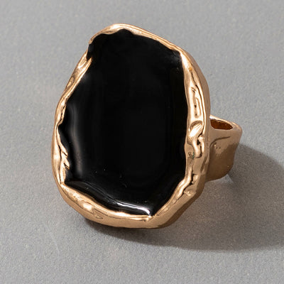 Olivenorma Exaggerated Irregular Gold Edged Resin Glue Adjustable Ring - image 2