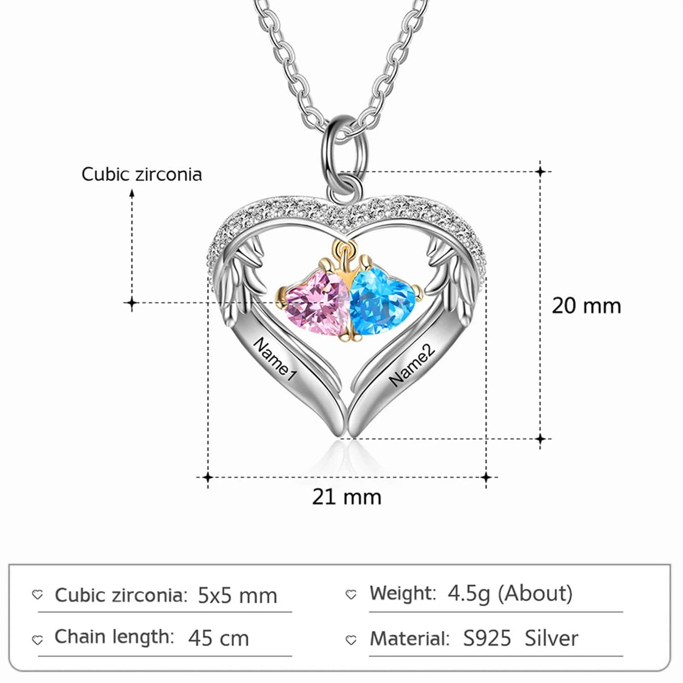 Olivenorma Personalized Birthstone Engraved Name Gift CZ Necklace