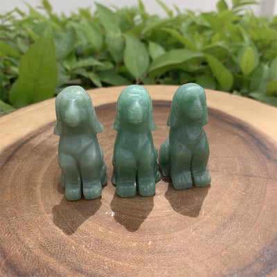 Olivenorma Green Aventurine Dog Stone Carving Gemstone Decoration