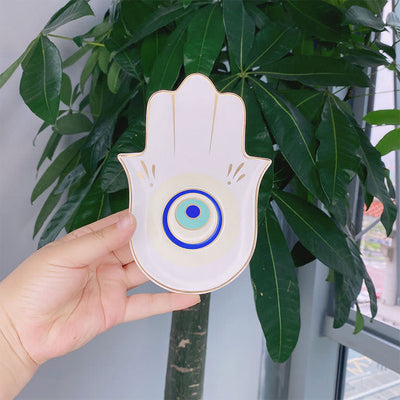 Olivenorma Hamsa Small Tray Evil Eye Jewelry Plate Coaster