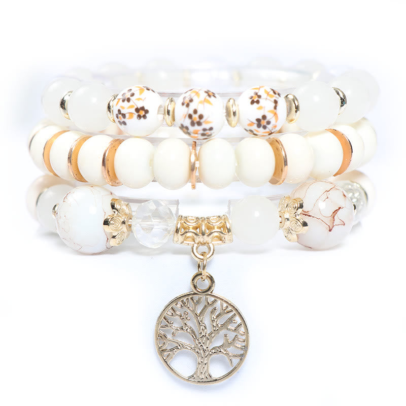 Olivenorma Boho Handmade Tree Of Life Crystal Bracelet Set