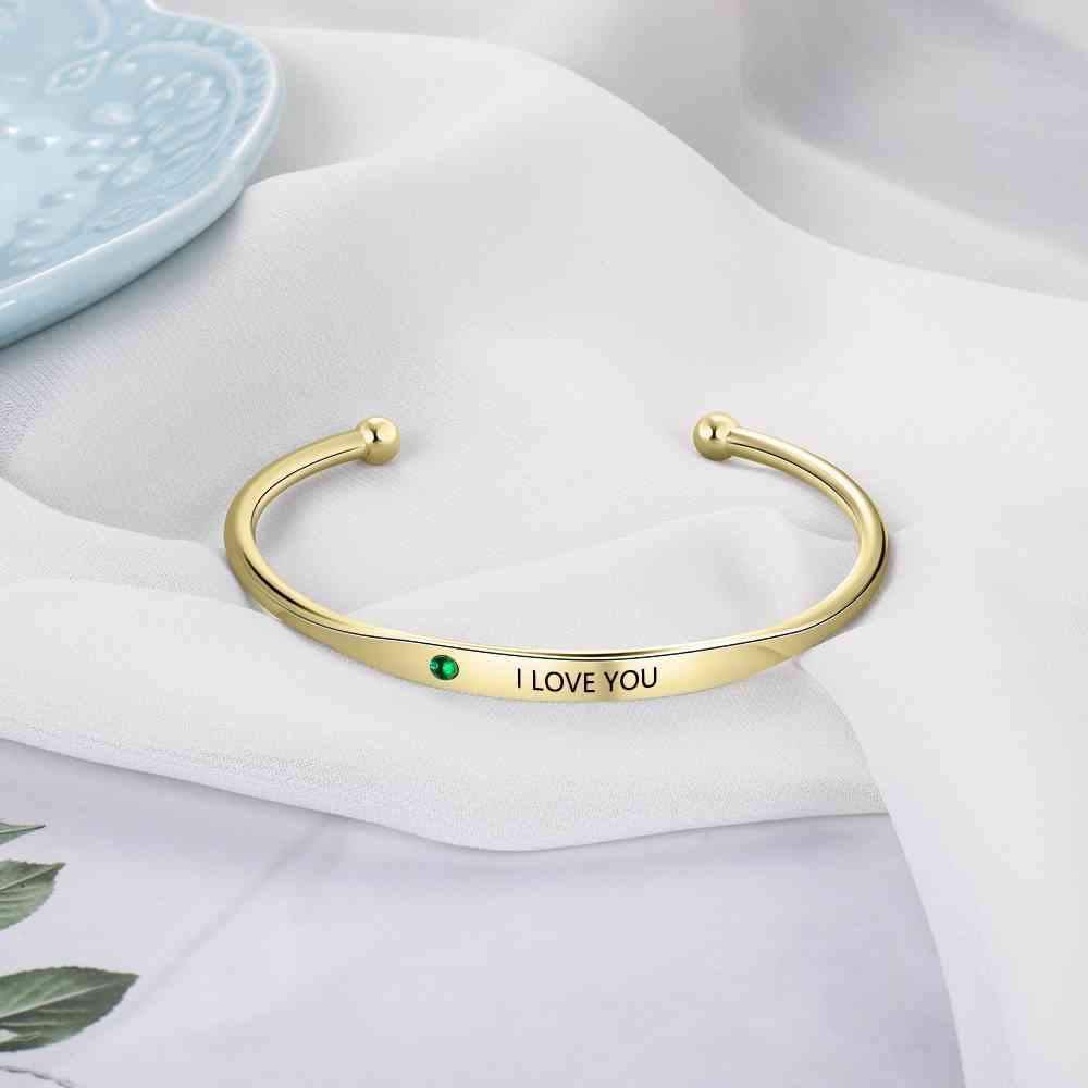 Olivenorma Custom Personalised Bangle Engraving Birthstone Bracelet