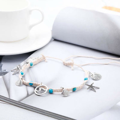 Olivenorma Turquoise Starfish Wave Charm Bracelet Anklet - image 7