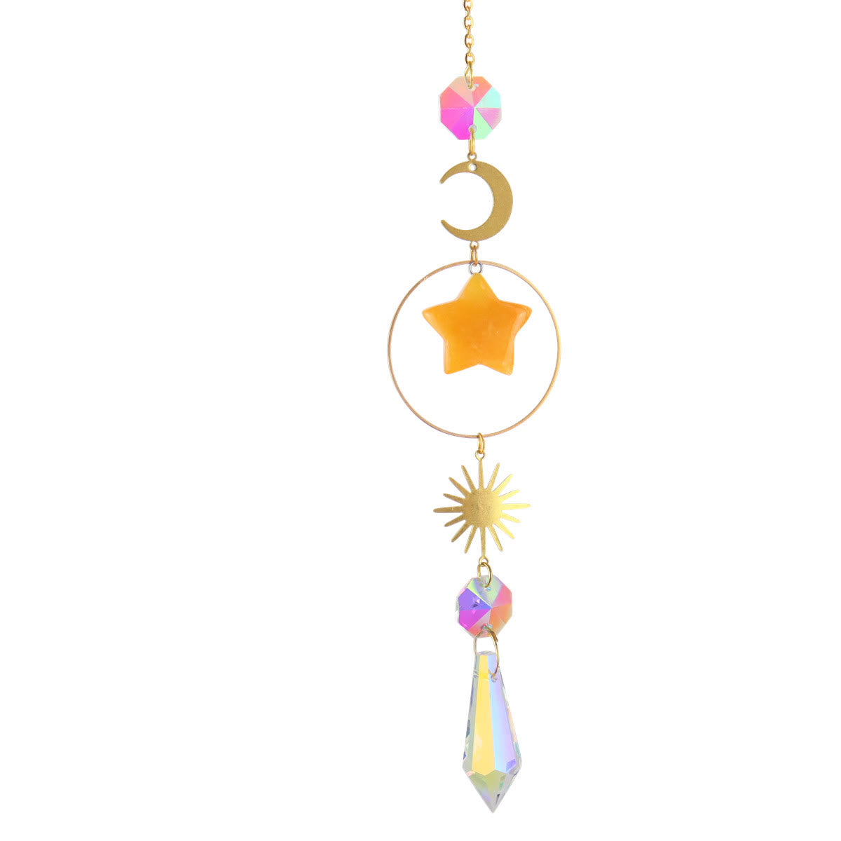 Olivenorma Crystal Suncatcher Star Moon Pendant Wind Chime