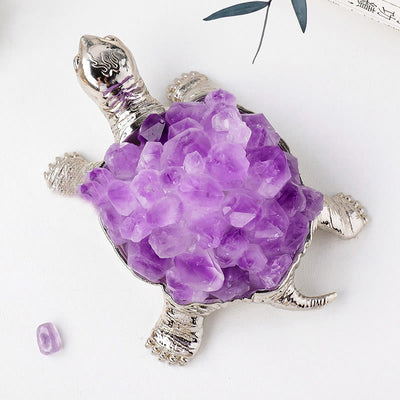 Olivenorma Natural Crystal Cluster Turtle Ornament Lamp Gemstone Decoration