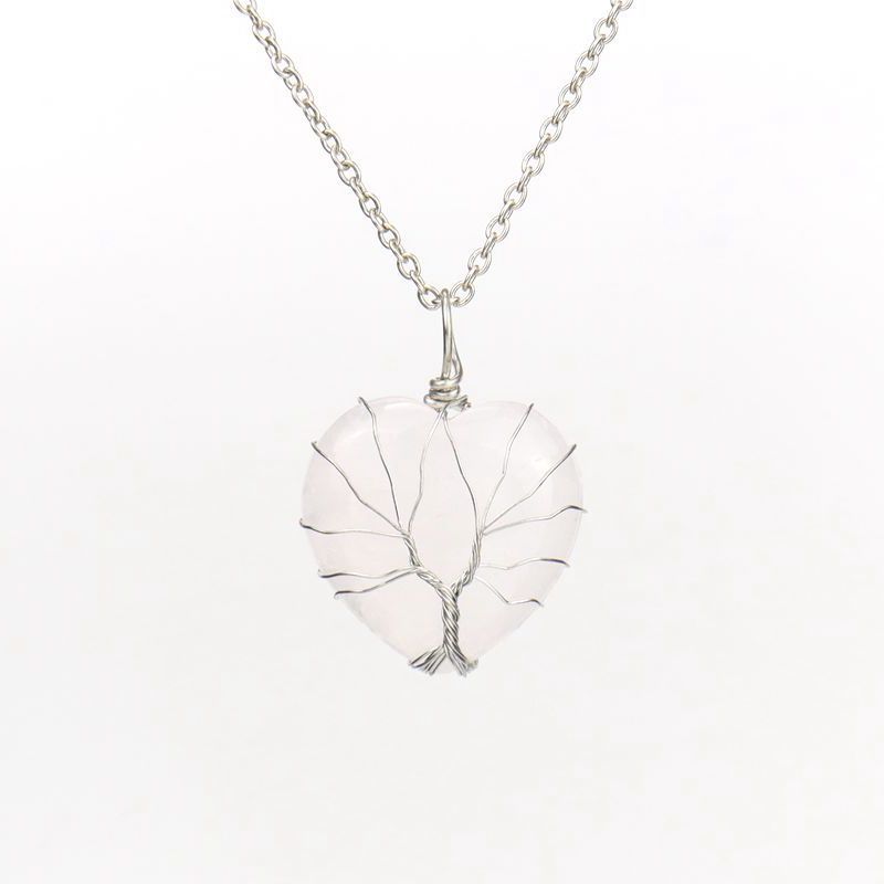 Olivenorma Natural Crystal Heart Necklace