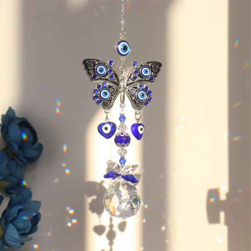 Blue Evil Eye Suncatcher Wind Chime