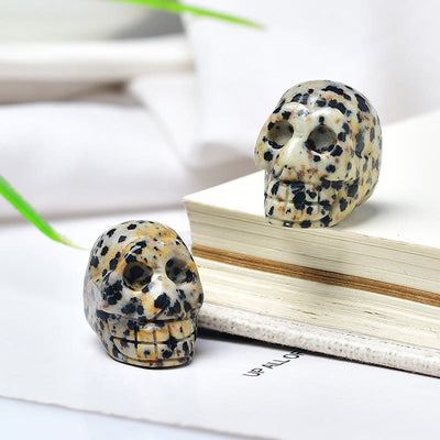 Olivenorma Crystal Mini Skull Halloween Gemstone Decoration - Dalmatian Jasper - image 13