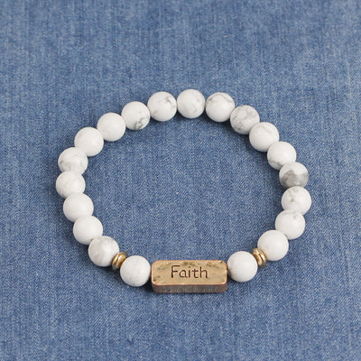 Olivenorma Natural Gemstone Active Faith Engraving Bracelet