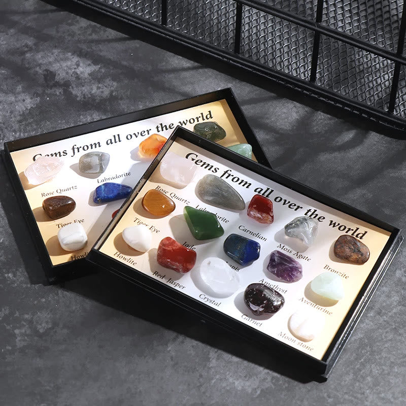 Olivenorma Natural Stone 15-Pieces Crystal Set Gemstone Decoration