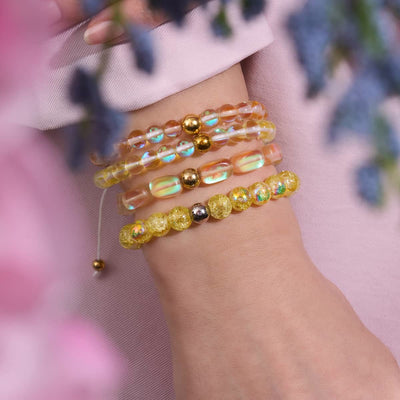 Olivenorma Pale Yellow Crystal Glass Bead Bracelet