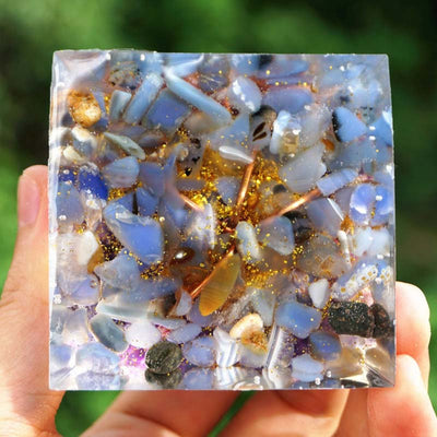 Olivenorma Amethyst Blue Lace Agate Tree Of Life Orgone Pyramid