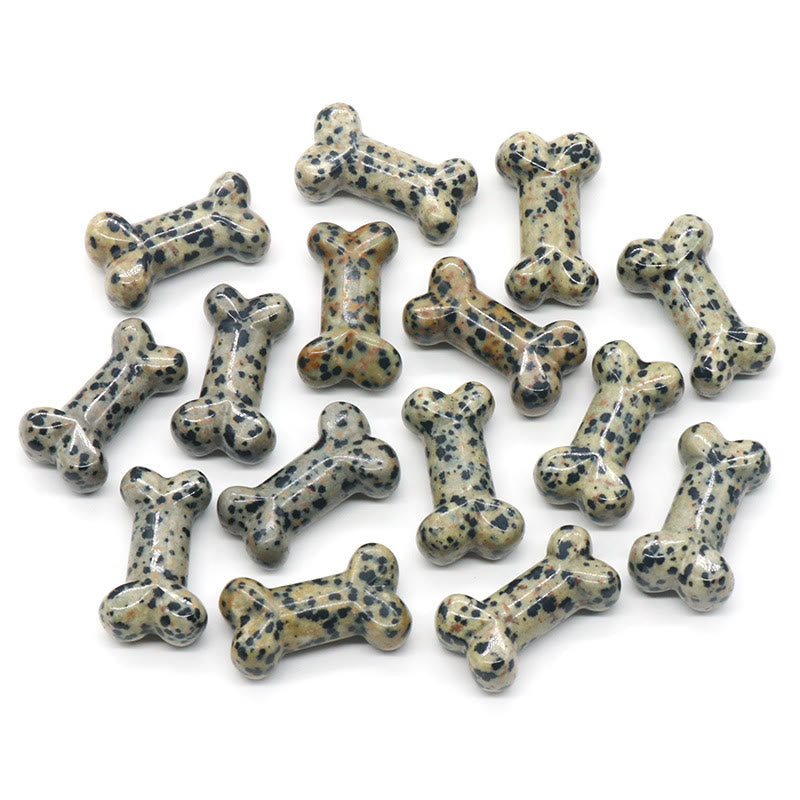 Olivenorma Natural Quartz Crystal Mini Bone Gemstone Decoration - Dalmatian Jasper - image 1