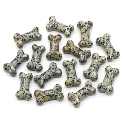 Olivenorma Natural Quartz Crystal Mini Bone Gemstone Decoration - Dalmatian Jasper - image 1