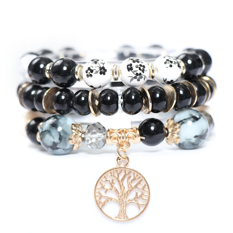 Olivenorma Boho Handmade Tree Of Life Crystal Bracelet Set