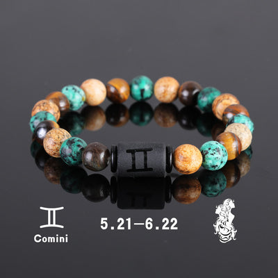 Olivenorma Tiger Eye Bronzite Beaded Zodiac Pendant Bracelet