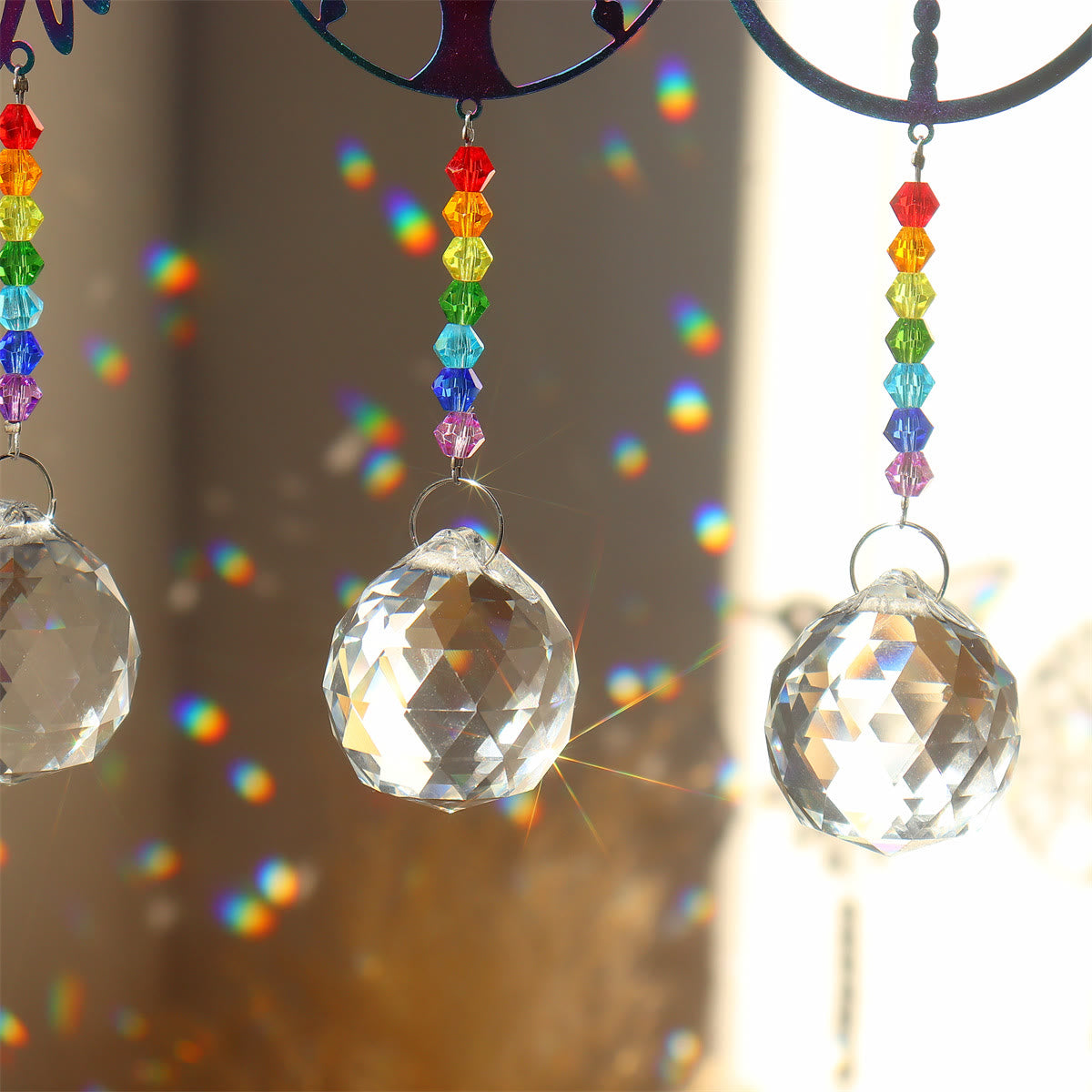 Olivenorma Clear Crystal Hanging Chakra Beads Wind Chime Suncatcher