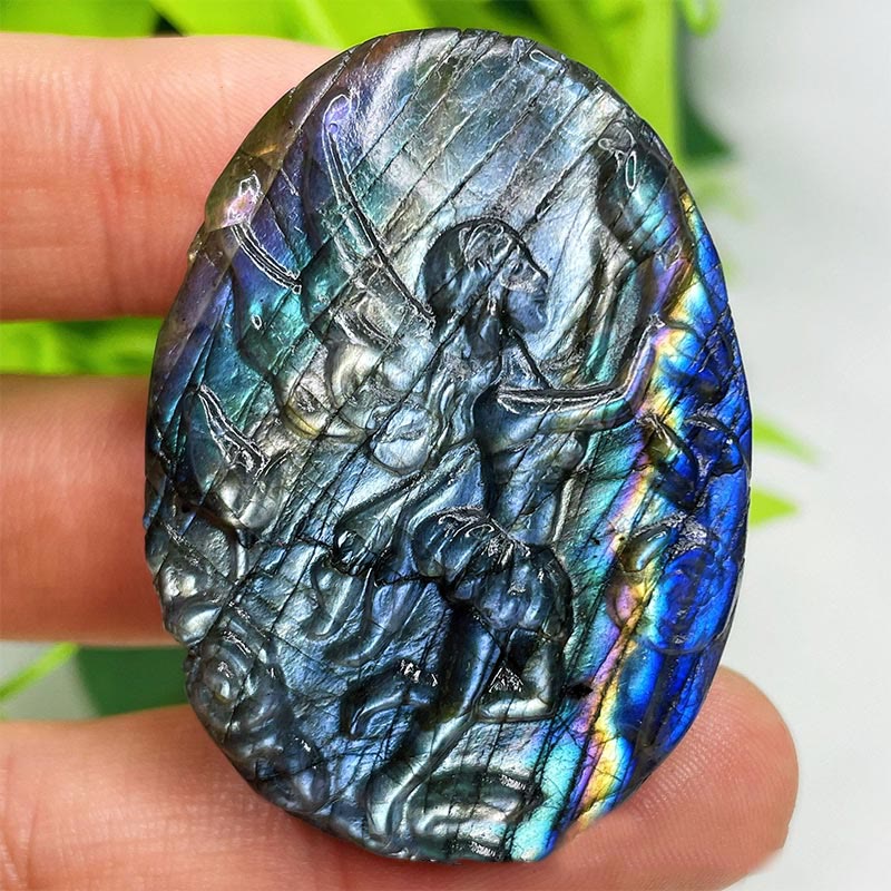 Olivenorma Natural Labradorite Moon Face Ornaments Gemstone Decoration