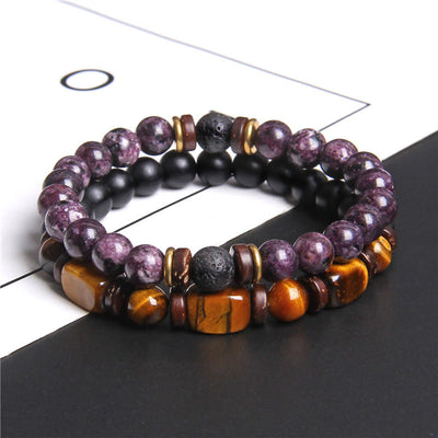 Olivenorma African Turquoise Tiger Eye Stone Bracelet Set