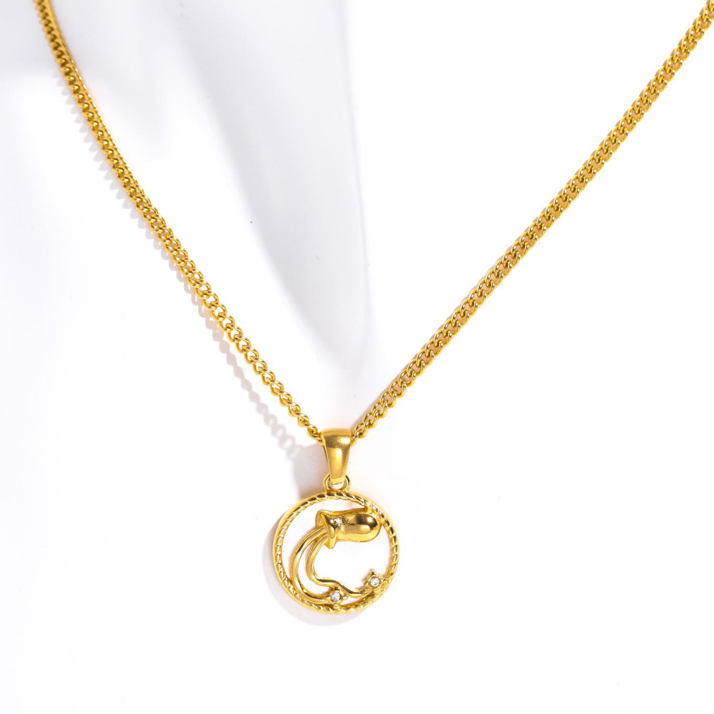 Olivenorma Shell Zodiac 18k Gold Titanium Steel Necklace