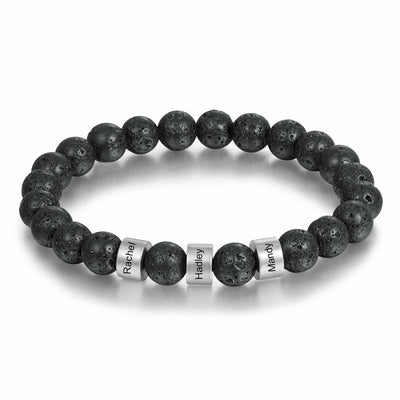 Olivenorma Natural Stone Engraving Personalized Beads Men Bracelet