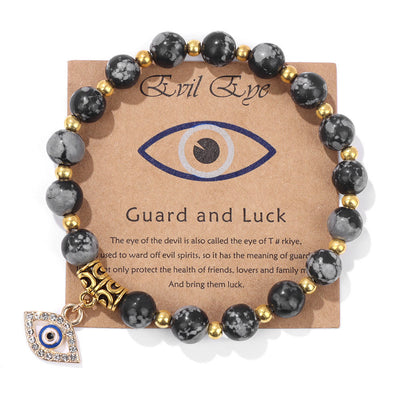 Olivenorma Natural Stone Bead Evil Eye Pendant Bracelet