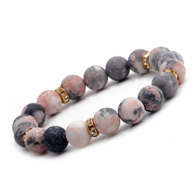 Olivenorma Natural Rhodonite Frosted Beaded Healing Bracelet