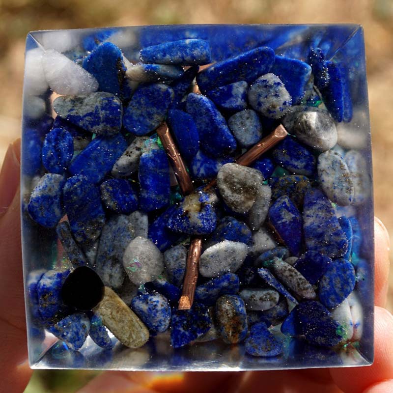 Olivenorma Lapis Lazuli With Turquoise Tree Of Life Orgone Pyramid