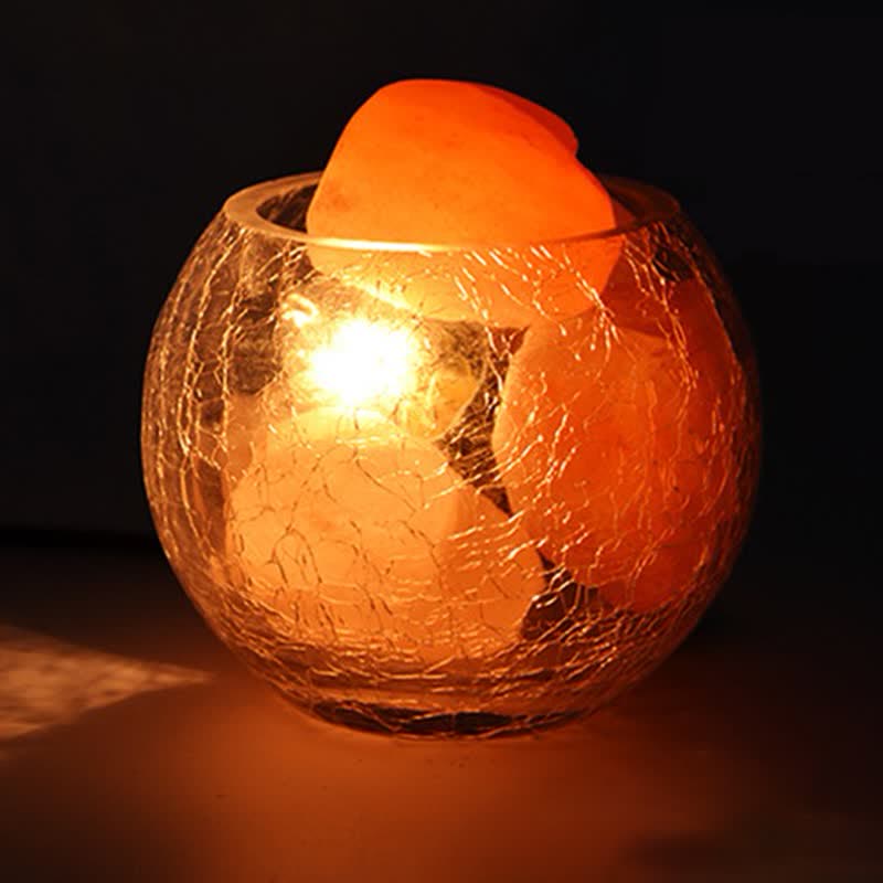 Olivenorma Creative Ice Cracked Glass Tank Himalayan Pink Salt Lamp